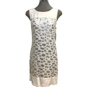 Calvin Klein Ivory and Silver Satin Dress